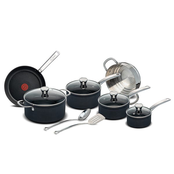 T-fal Ultimate Hard Anodized Nonstick Cookware Set 17 Piece Pots and Pans, Dishwasher  Safe Black