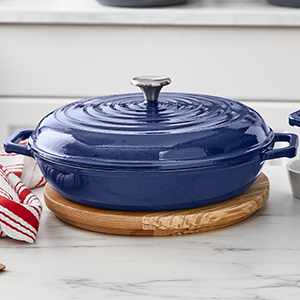 T-FAL T-fal Enameled Cast Iron, 3.5QT Casserole, Blue, E2476264